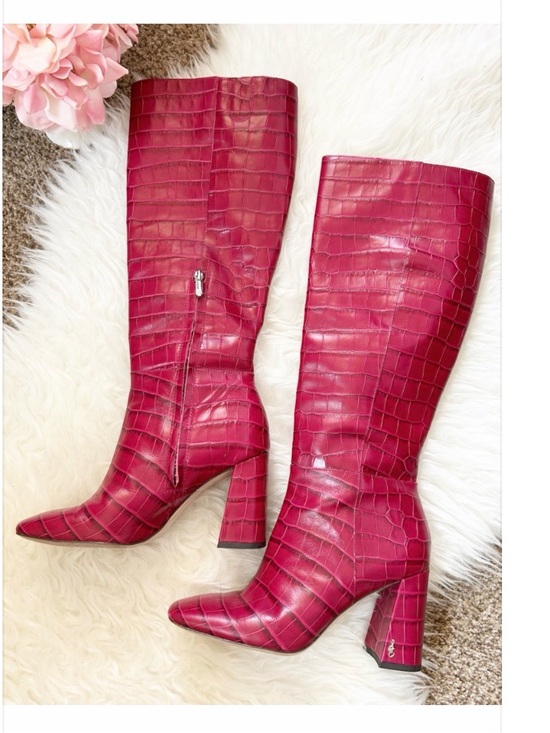 Sam Edelman Shoes - SAM EDELMAN • GORGEOUS Red Croc-Embossed Knee High Heeled Boots Boots